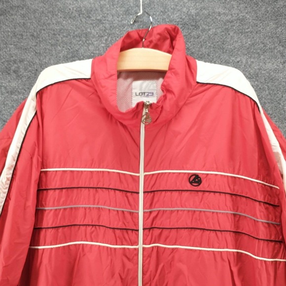 Lot29 Premium Wear Men's Full Zip Windbreaker Jacket Red XXXL Chest Striped - Picture 2 of 16